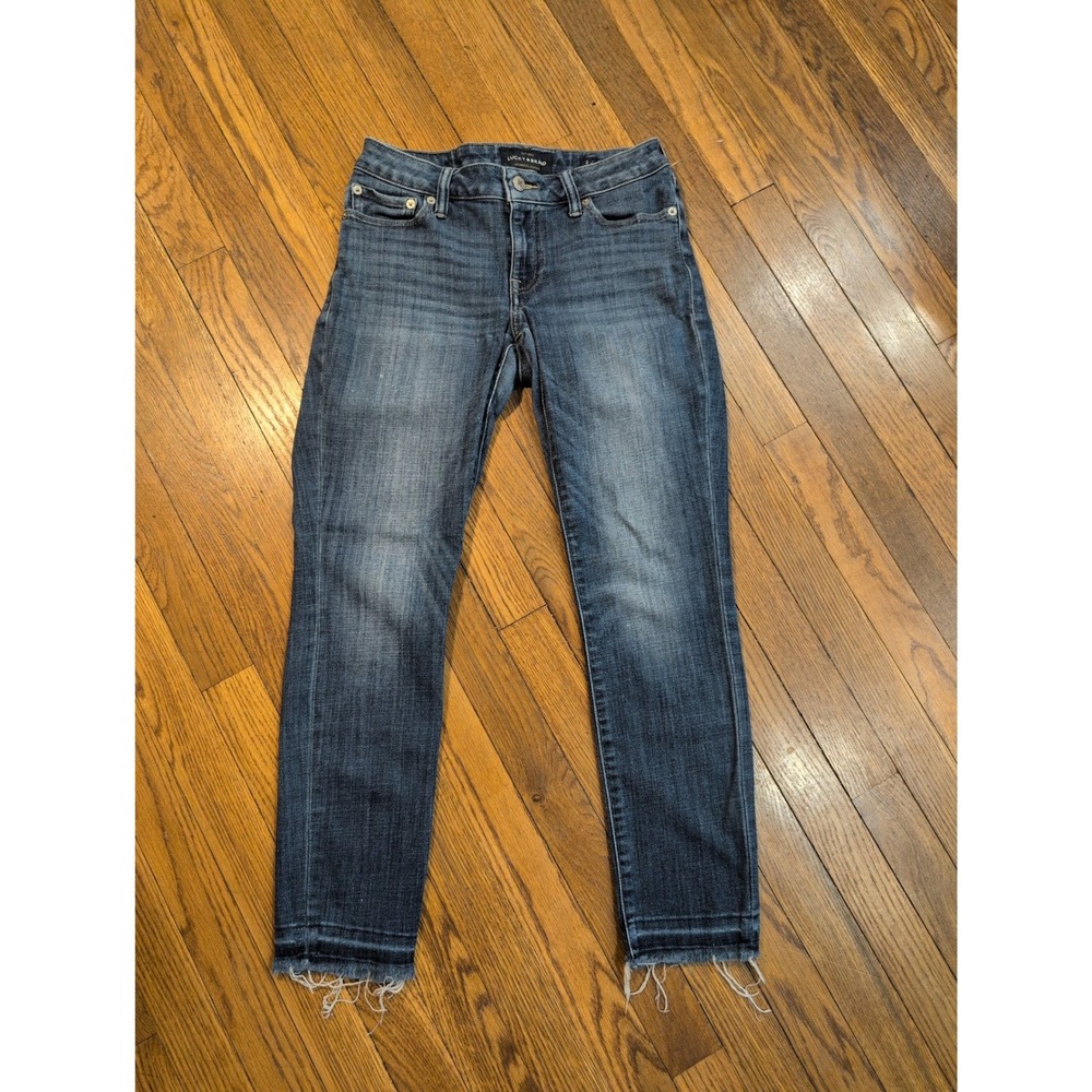 Lucky Brand Lolita Skinny Jeans‎ Medium Dark Wash Frayed Hem Size 2 26 Stretch